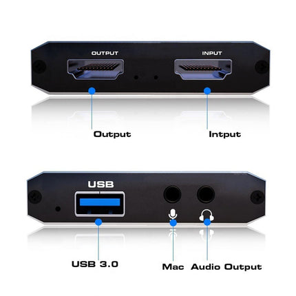 4K HDMI-compatible USB2.0 Video Capture Card Game Live Streaming Recording Box Adapter - Black