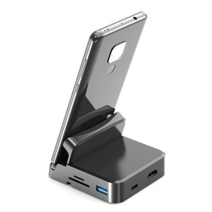 5 in1 Type C to HDMI-compatible Adapter USB 3.0/2.0 TFCard Slot Converter Holder - Black