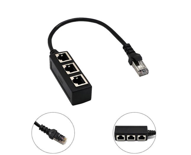 Ethernet Network RJ45 1 Male to 3 Female Connector Splitter Converter Cable