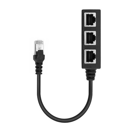 Ethernet Network RJ45 1 Male to 3 Female Connector Splitter Converter Cable - Black