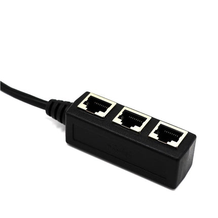 Ethernet Network RJ45 1 Male to 3 Female Connector Splitter Converter Cable - Black