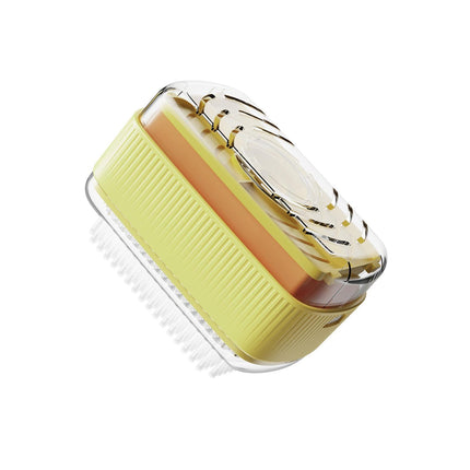 Foaming Soap Box with Brush Drain Holes Spring Design Non-slip Detachable 2 in 1 Plastic Soft Roller Soap Holder Laundry Tools-Yellow