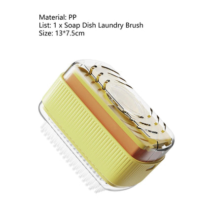 Foaming Soap Box with Brush Drain Holes Spring Design Non-slip Detachable 2 in 1 Plastic Soft Roller Soap Holder Laundry Tools-Yellow