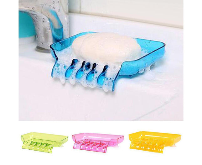 Kitchen Basin Sink Soap Dish Tray Water Draining Holder Suction Cup Bathroom Box-Pink – product detail