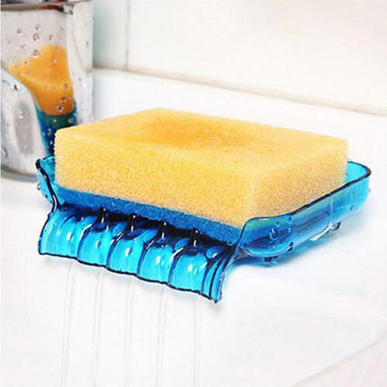 Kitchen Basin Sink Soap Dish Tray Water Draining Holder Suction Cup Bathroom Box-Pink