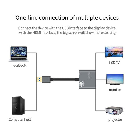 HDMI-compatible to USB High Clarity Board Game Record Live Streaming Broadcast Video Capture Card - Grey
