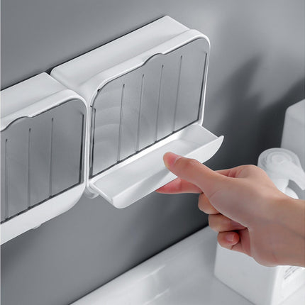 Soap Box Creative Waterproof Lightweight Soap Storage Organizer Dish Towel Rack for Home-White
