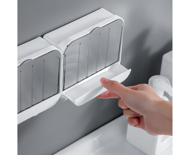 Soap Box Creative Waterproof Lightweight Soap Storage Organizer Dish Towel Rack for Home-White – product detail