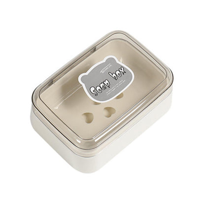 Soap Box Lidded Dust-proof Plastic Washing Room Draining Soap Case Washroom Supplies -White