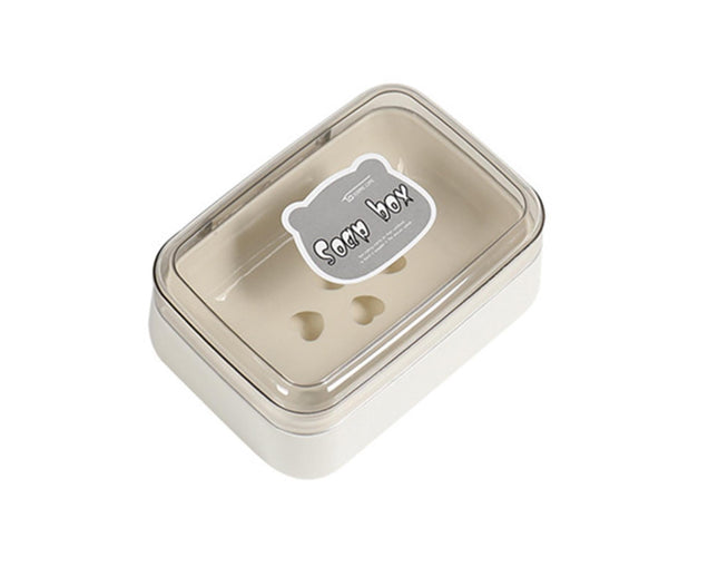 Soap Box Lidded Dust-proof Plastic Washing Room Draining Soap Case Washroom Supplies -White V1263-JX-2644
