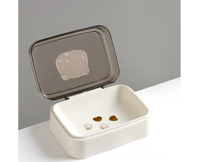 Soap Box Lidded Dust-proof Plastic Washing Room Draining Soap Case Washroom Supplies -White – product detail
