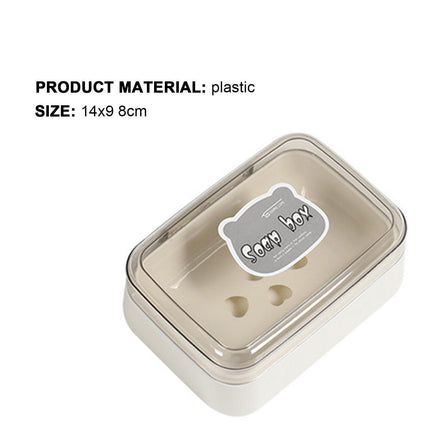 Soap Box Lidded Dust-proof Plastic Washing Room Draining Soap Case Washroom Supplies -White