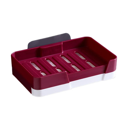Soap Box Punch Free Good Load Capacity Plastic Soap Holder with Water Tray for Home - Red