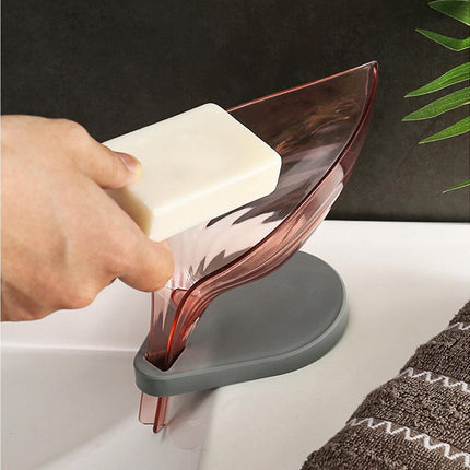 Soap Holder Drainage Design Leaf Shape Solid Color Punch-free Great Stickiness Storage Soaps Sturdy Structure with Sucker Soap Plate Bathroom Stuffoffee