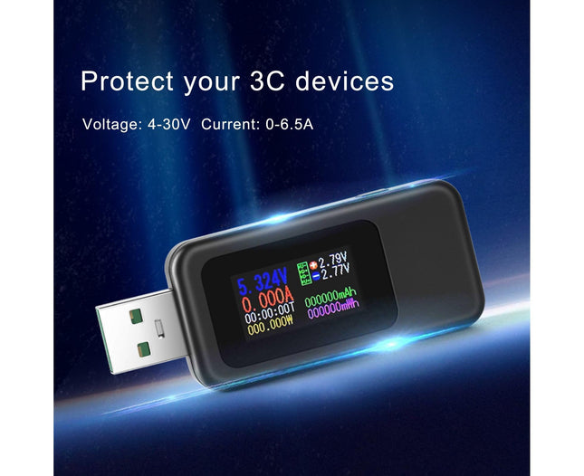 USB Tester LCD Digital Display Rapid Identification Plug And Play 160-Degree Wide Viewing Angle 65W/120W – product detail