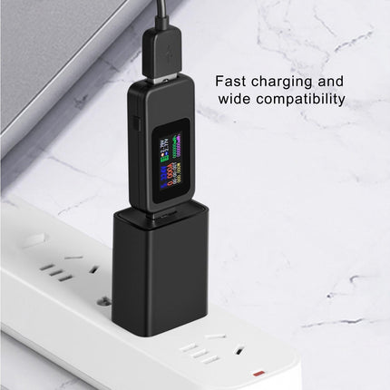 USB Tester LCD Digital Display Rapid Identification Plug And Play 160-Degree Wide Viewing Angle 65W/120W Charger Tester for Mobile Phone - Black