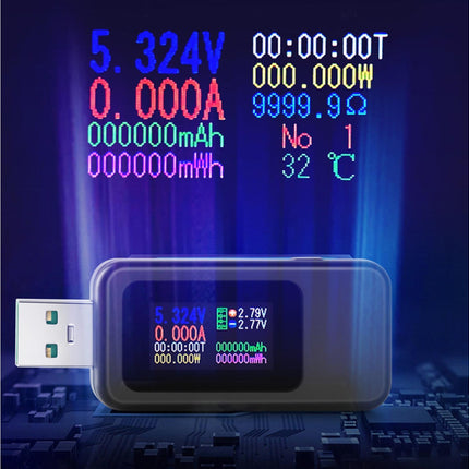 USB Tester LCD Digital Display Rapid Identification Plug And Play 160-Degree Wide Viewing Angle 65W/120W Charger Tester for Mobile Phone - Black