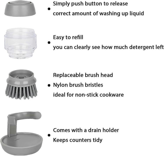 Soap Brush with Organizer Kitchen Dish Brush Set for Cleaning Pots and Pans (Grey) – product detail