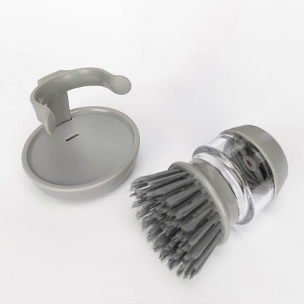 Soap Brush with Organizer, Kitchen Dish Brush Set for Cleaning Pots and Pans (Grey)