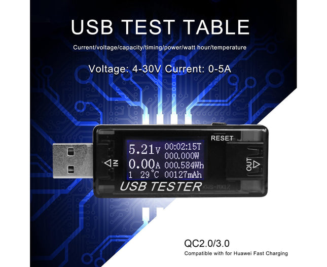 USB Tester Plug And Play Digital Display Timer Sensitive Touch 8 Functions Data Storage High Accuracy – product detail