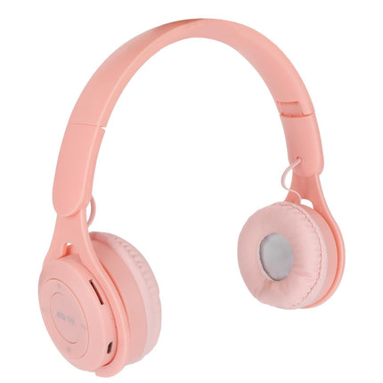 Y08 babies Headphone Macaron Stylish Stereo Sound Foldable Plug in Card Bluetooth Over Ear Headphones Pink