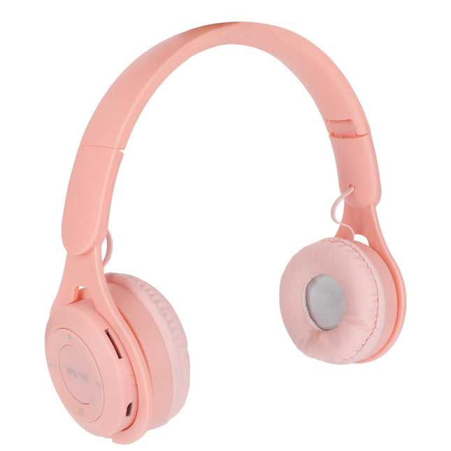 Y08 babies Headphone Macaron Stylish Stereo Sound Foldable Plug in Card Bluetooth Over Ear Headphones Pink