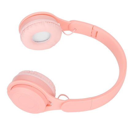 Y08 babies Headphone Macaron Stylish Stereo Sound Foldable Plug in Card Bluetooth Over Ear Headphones Pink