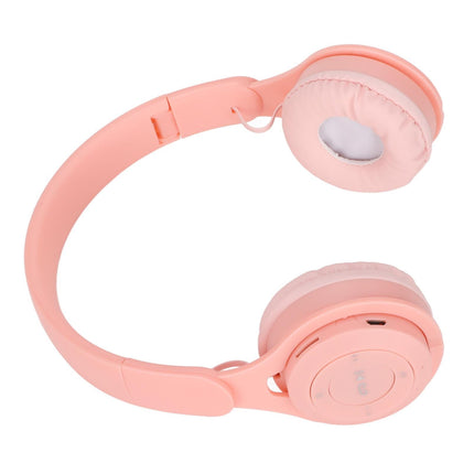 Y08 babies Headphone Macaron Stylish Stereo Sound Foldable Plug in Card Bluetooth Over Ear Headphones Pink