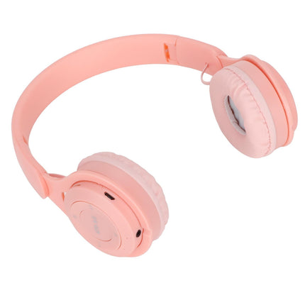 Y08 babies Headphone Macaron Stylish Stereo Sound Foldable Plug in Card Bluetooth Over Ear Headphones Pink