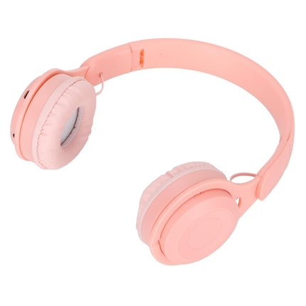 Y08 babies Headphone Macaron Stylish Stereo Sound Foldable Plug in Card Bluetooth Over Ear Headphones Pink