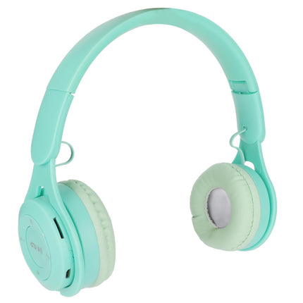 Y08 babies Headphone Macaron Stylish Stereo Sound Foldable Plug in Card Bluetooth Over Ear Headphones Green