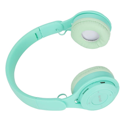 Y08 babies Headphone Macaron Stylish Stereo Sound Foldable Plug in Card Bluetooth Over Ear Headphones Green