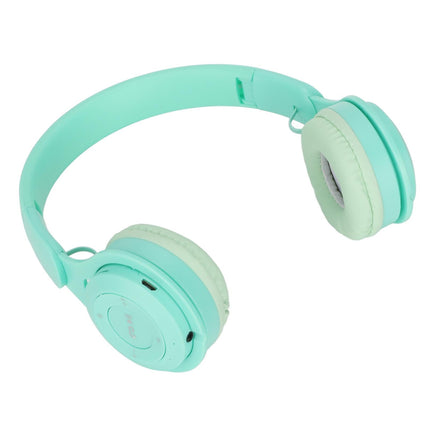Y08 babies Headphone Macaron Stylish Stereo Sound Foldable Plug in Card Bluetooth Over Ear Headphones Green