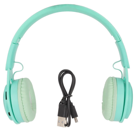 Y08 babies Headphone Macaron Stylish Stereo Sound Foldable Plug in Card Bluetooth Over Ear Headphones Green