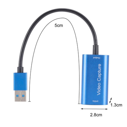 Video Capture Card Portable High Resolution Low Latency HDMI-compatible to USB 3.0 Game Capture Device for Live Streaming - Blue