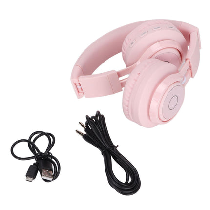 babies Bluetooth Headphones Foldable Ajustable RGB Colorful Light Headset with Mic for babies Study BT06C