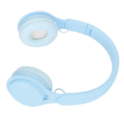 Y08 babies Headphone Macaron Stylish Stereo Sound Foldable Plug in Card Bluetooth Over Ear Headphones Blue