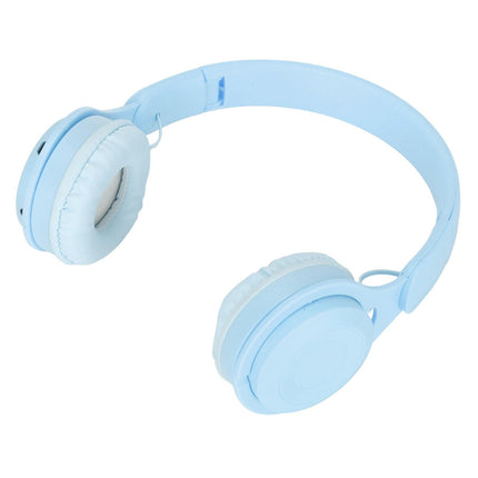 Y08 babies Headphone Macaron Stylish Stereo Sound Foldable Plug in Card Bluetooth Over Ear Headphones Blue
