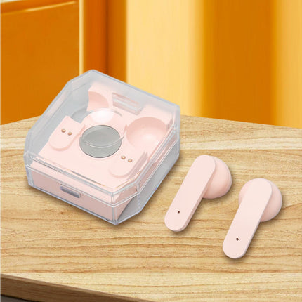 Smart Voice Translator Earbuds Support 144 Languages Online Translation Power Display Translating Headset for Traveling Pink