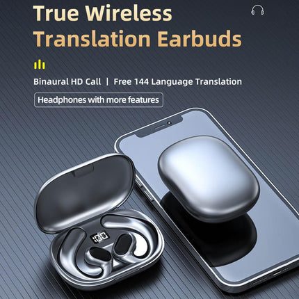 Language Translator Earbuds Multifunction Noise Reduction 144 Kinds Languages Real Time Translation Headphone Black