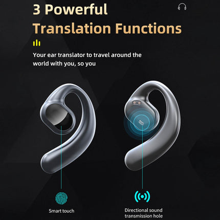 Language Translator Earbuds Multifunction Noise Reduction 144 Kinds Languages Real Time Translation Headphone Black