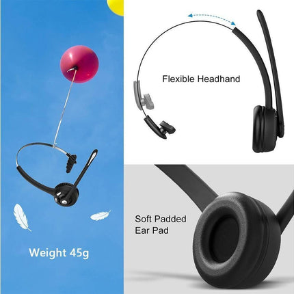 Bluetooth Headset - Office Wireless - Over the Head Bluetooth Earpiece with Mic