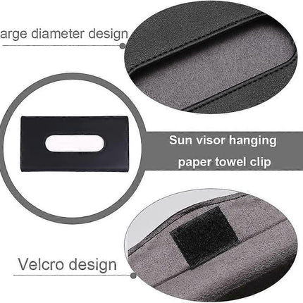 Car Visor Tissue Box Multifunctional Car Tissue Holder PU Leather Backseat Sun Visor Tissue Holder for Car Accessories (black)