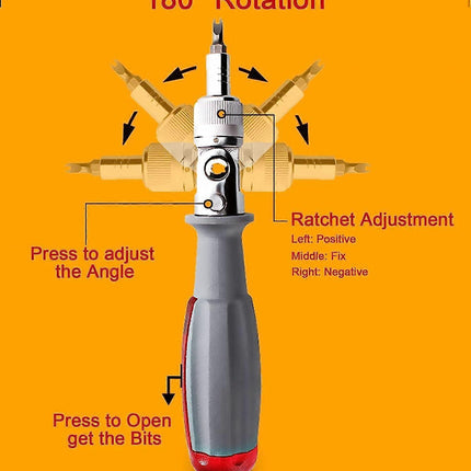 Ratchet Screwdriver with gripic Multi Bit, 10 in 1, Small Pocket Mini Screwdriver, Suitable for Home and Interior Car Accessory, Red, 1 Piece