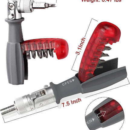 Ratchet Screwdriver with gripic Multi Bit, 10 in 1, Small Pocket Mini Screwdriver, Suitable for Home and Interior Car Accessory, Red, 1 Piece
