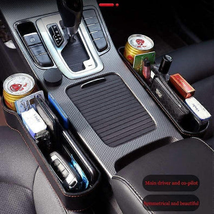 2pcs Car Front Seat Organizer Interior Storage Accessories Car Trunk Organizer Side Gap PU Leather for Side Storage Box