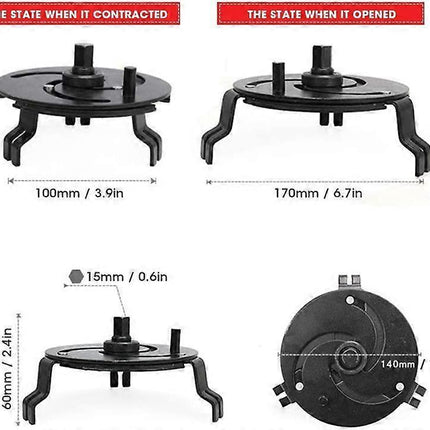 Car Accessory 100-170mm Adjustable 3 Jaw Fuel Tank Lid Wrench Tank Cover Oil Pump Cap Removal Wrench Tool