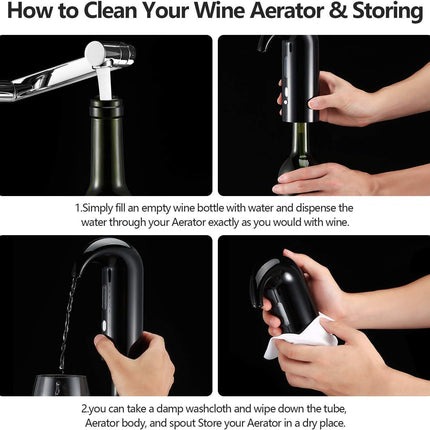 Wine Aerator Electric Wine Decanter One Touch Red - White Wine Accessories Aeration Work with Wine Opener for Beginner Enthusiast - Spout Pourer - Wine Preserver - Red