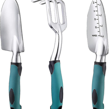 Garden Tool Set, 3-piece Heavy-duty Gardening Tool Cast Aluminum With Soft Rubber Non-slip Handle Durable Garden Hand Tools