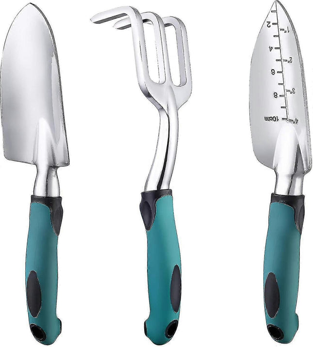 Garden Tool Set 3-piece Heavy-duty Gardening Tool Cast Aluminum With Soft Rubber Non-slip Handle Durable